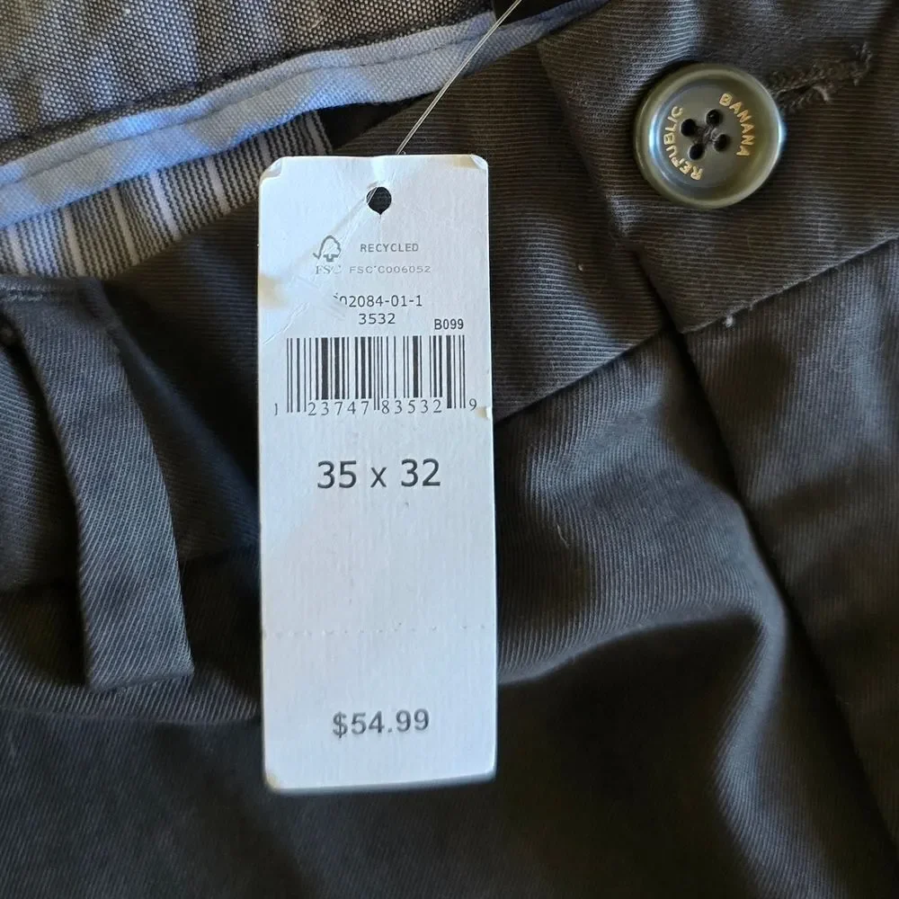Banana Republic 35Wx3 Gray Charcoal Trousers